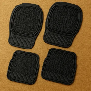 Tapis de voiture texturés en caoutchouc pour toutes saisons, disponibles en noir, gris et beige. Ils sont vendus sous la marque Car Decorated Boutique.