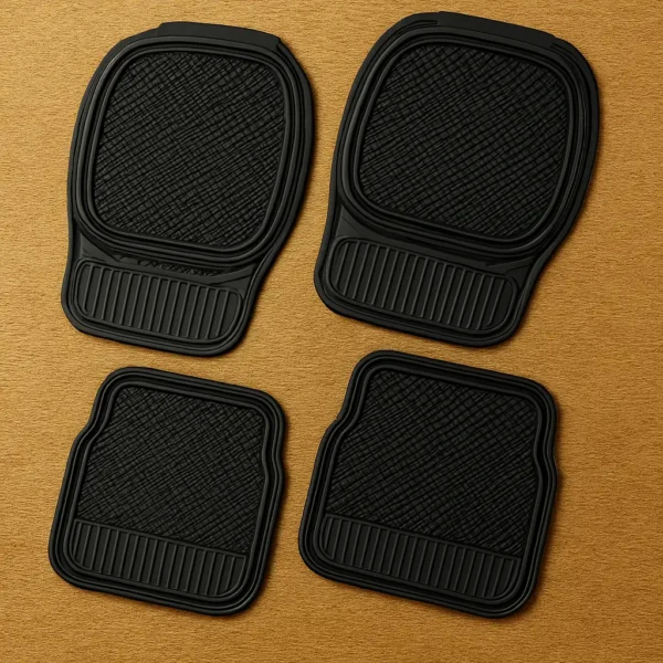 4 Tapis universel tundra Tapis de voiture texturés en caoutchouc pour toutes saisons, disponibles en noir, gris et beige. Ils sont vendus sous la marque Car Decorated Boutique.