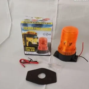 Gyrophare orange LED haute puissance LEB-016 dans son emballage avec accessoires.